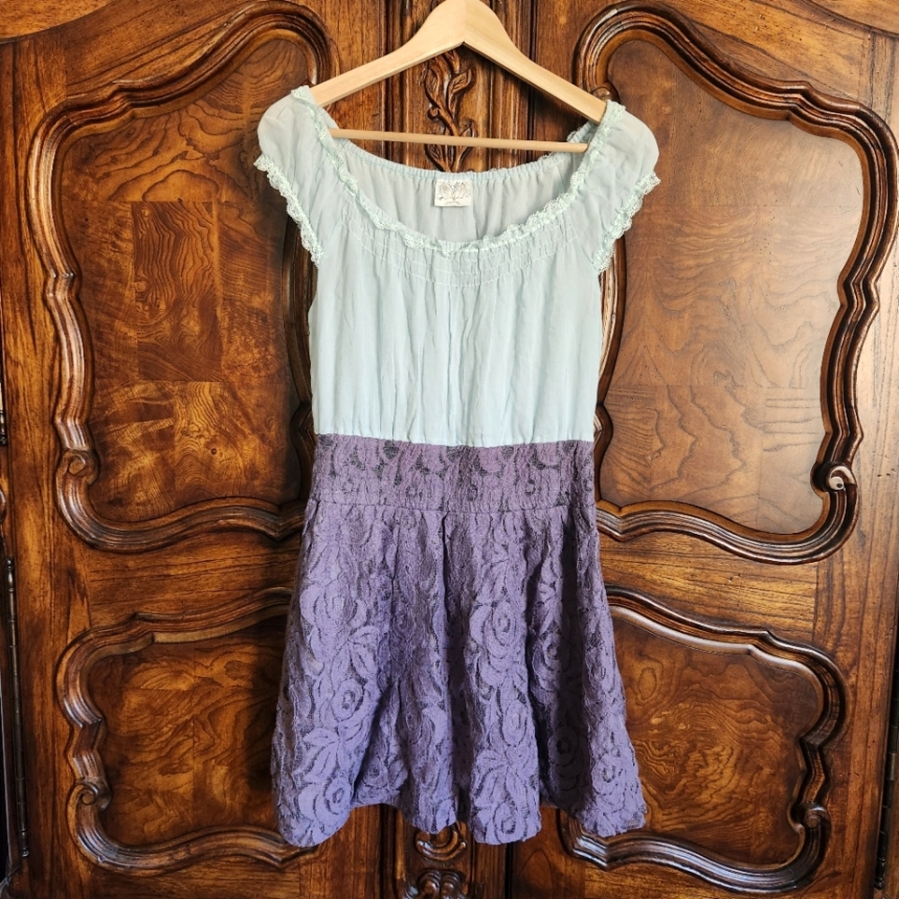 Free People Mint and Lavender Mini Dress